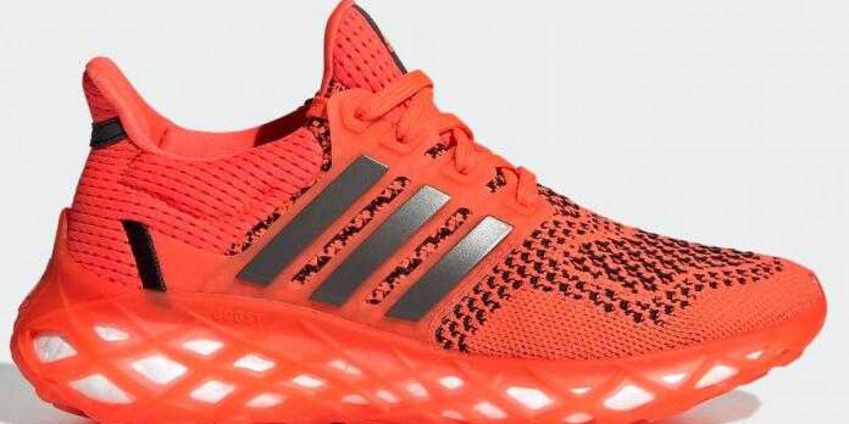 Blazing Solar Red Tints cover The adidas UltraBOOST WEB DNA